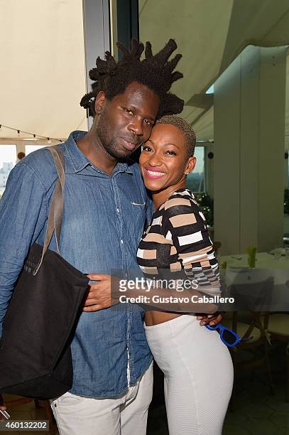 Bradley Theodore and Tanya Sergei attend The John Varvatos Art Basel Closing Brunch In Support Of Bass Museum Of Art at Soho Beach House on December...