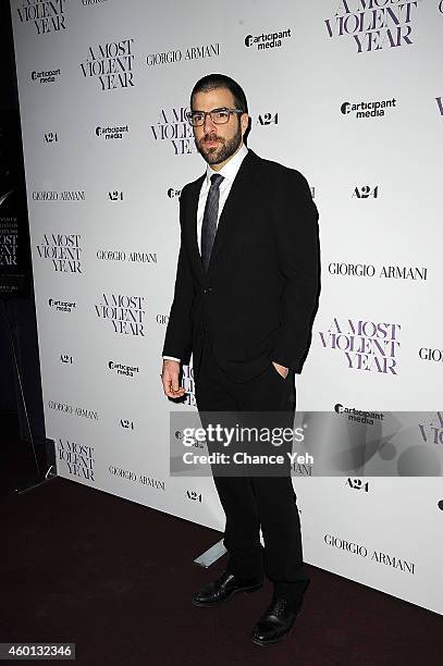 Zachary Quinto attends "A Most Violent Year" New York Premiere at Florence Gould Hall on December 7, 2014 in New York City.