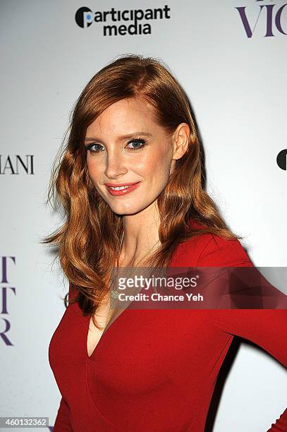 Jessica Chastain attends "A Most Violent Year" New York Premiere at Florence Gould Hall on December 7, 2014 in New York City.