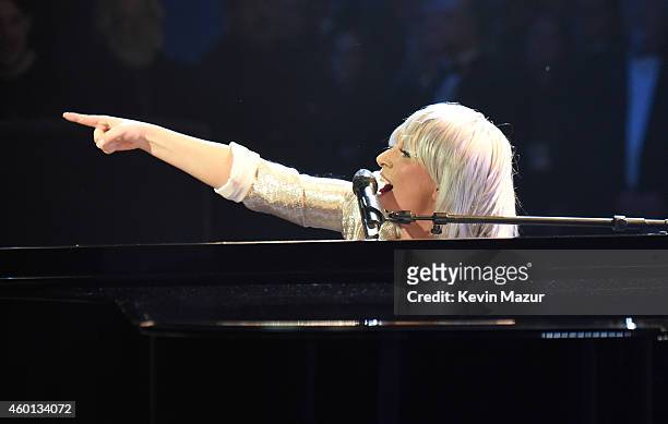 Lady Gaga performs onstage at the 37th Annual Kennedy Center Honors at The John F. Kennedy Center for Performing Arts on December 7, 2014 in...