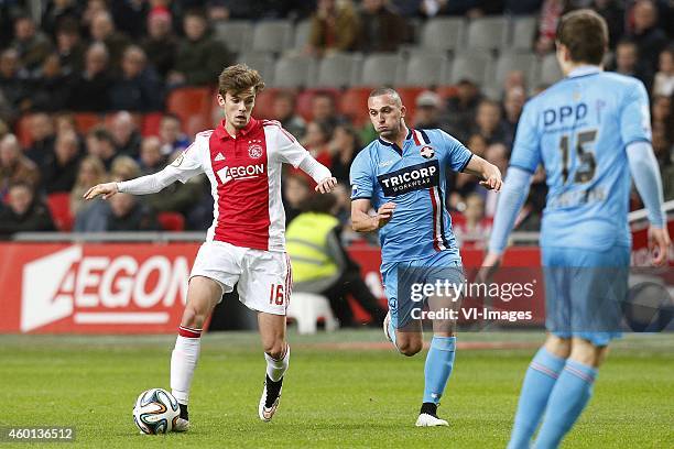 , Lucas Andersen of Ajax, Ben Sahar of Willem II during the Dutch Eredivisie match between Ajax Amsterdam and Willem II Tilburg at the Amsterdam...