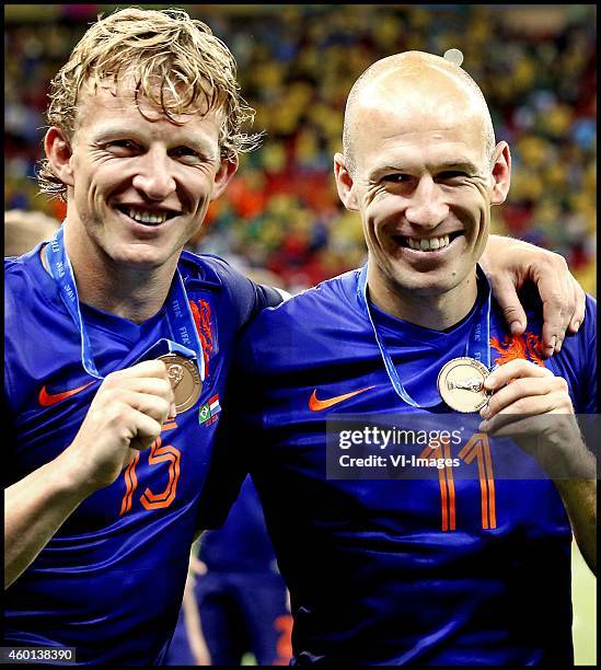 Dirk Kuyt , Arjen Robben during the World Cup 2014 play-off match for third place between Netherlands and Brazil on July 12, 2014 at Estadio Nacional...