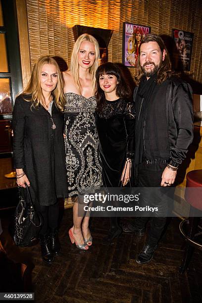 Anna Loos, Franziska Knuppe, Josephine Garvey and Rea Garvey attend the 40th birthday party of Franziska Knuppe on December 06, 2014 in Berlin,...