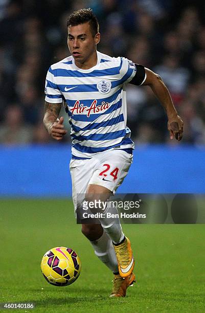 Eduardo Vargas of QPR in action during the Premier League match between Queens Park Rangers and Leicester City at Loftus Road on November 29, 2014 in...