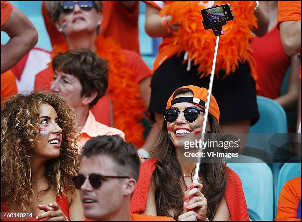 Yolanthe Sneijder Cabau van Karsbergen during the FIFA World Cup 2014 groupstage group B match between Spain and Netherlands on June 13, 2014 at the...