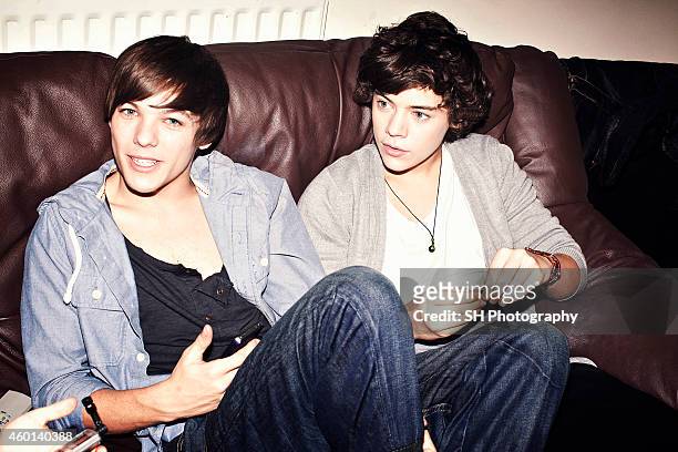 Singers Louis Tomlinson and Harry Styles and of pop band One Direction are photographed on September 12, 2010 in London, England.