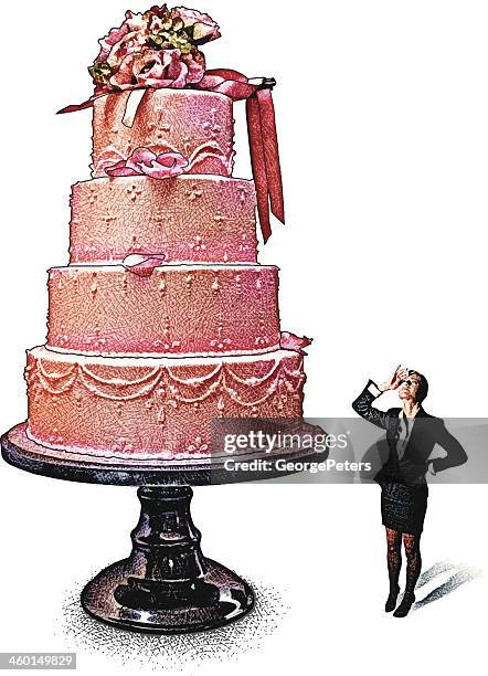 wedding cake decisions - cake tier stock illustrations