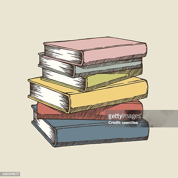 a colorful illustration of a stack of books - stack of books stock illustrations