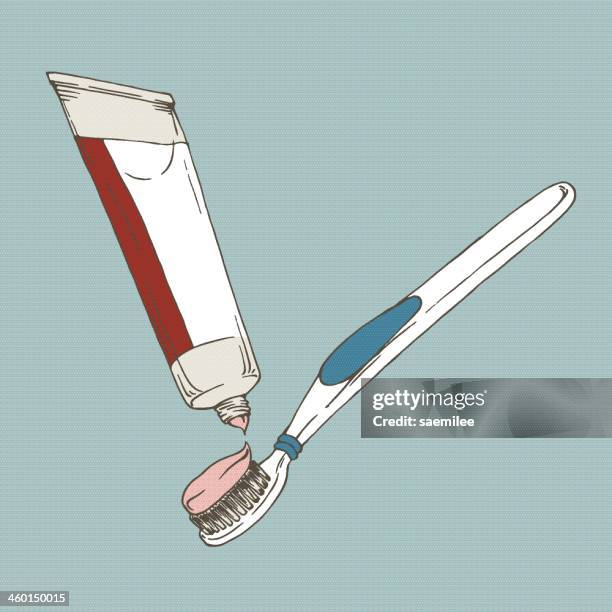 toothbrush and toothpaste - toothpaste tube stock illustrations