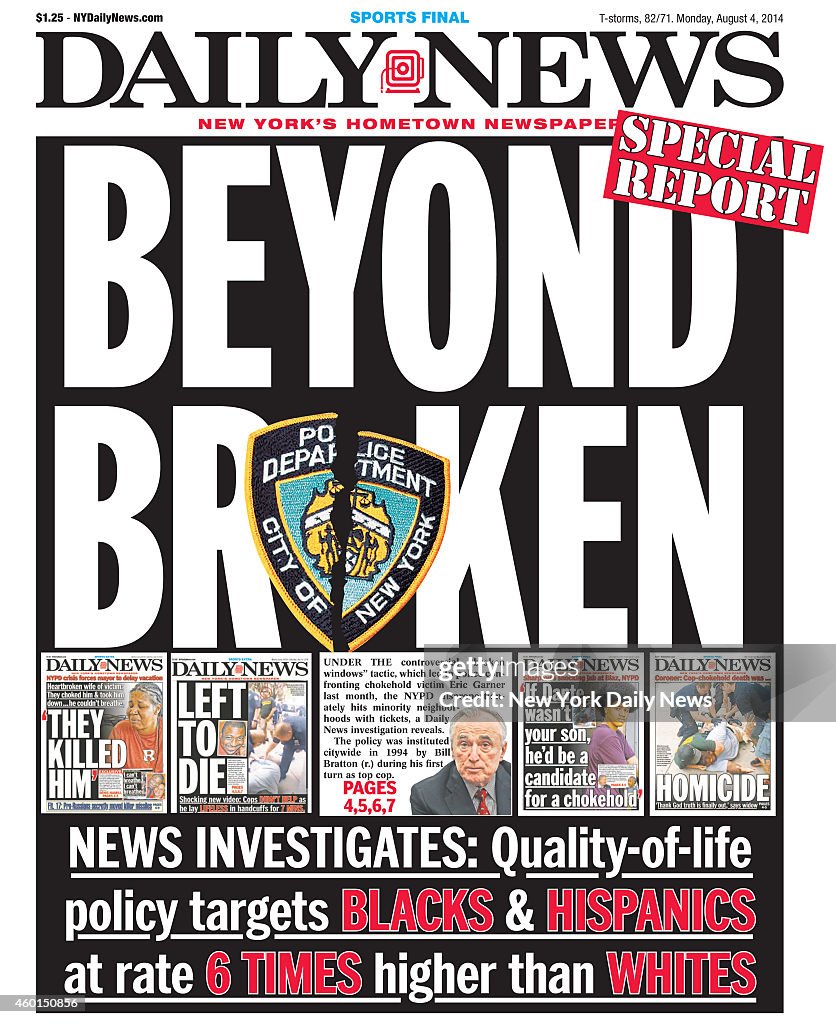 Daily News front page Eric Garner