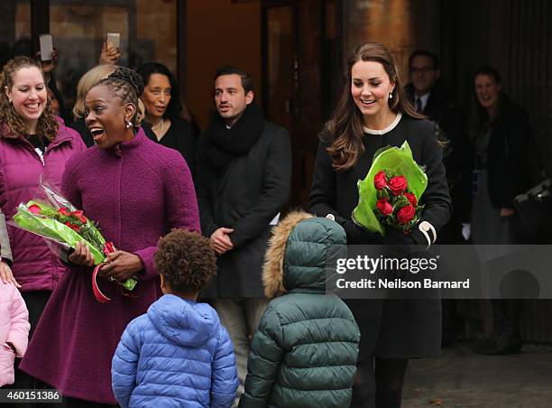 Catherine, Duchess of Cambridge and New York City Mayor Bill de Blasio's wife Chirlane McCray greet guests at Northside Center for Child Development...