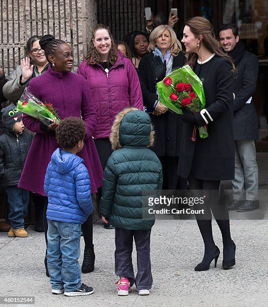 Catherine, Duchess of Cambridge , leaves with Chirlane McCray, the wife of the current New York mayor, after visiting Northside Center for Child...