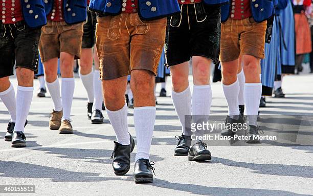 traditional parade at beer fest, munich, bavaria - oktoberfest stock-fotos und bilder