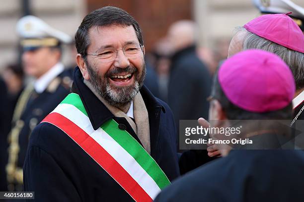 Mayor of Rome Ignazio Marino attends the Immaculate Conception celebration held by Pope Francis at Spanish Steps on December 8, 2014 in Rome, Italy....