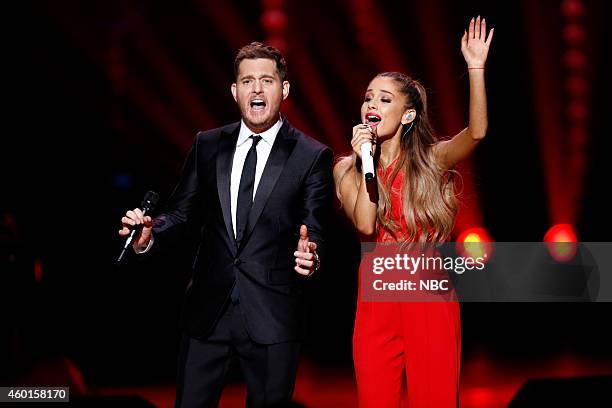 Pictured: Michael Buble, Ariana Grande --