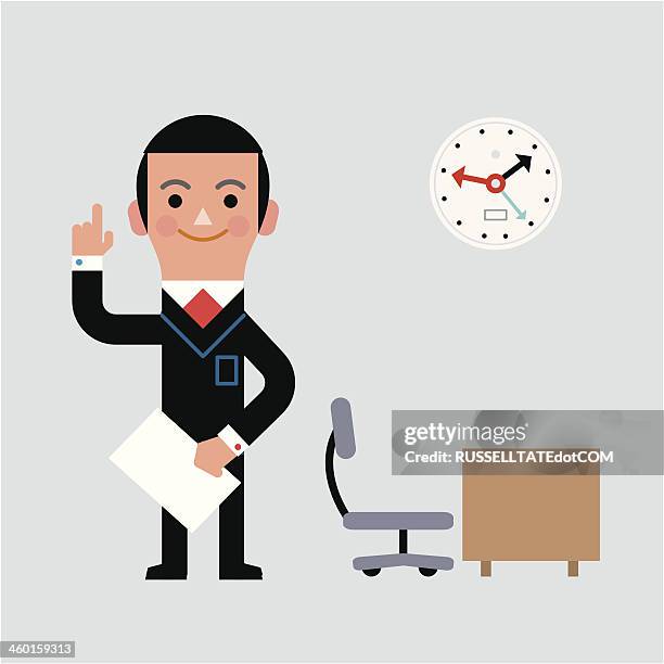 infographic standing by desk - front desk computer stock illustrations