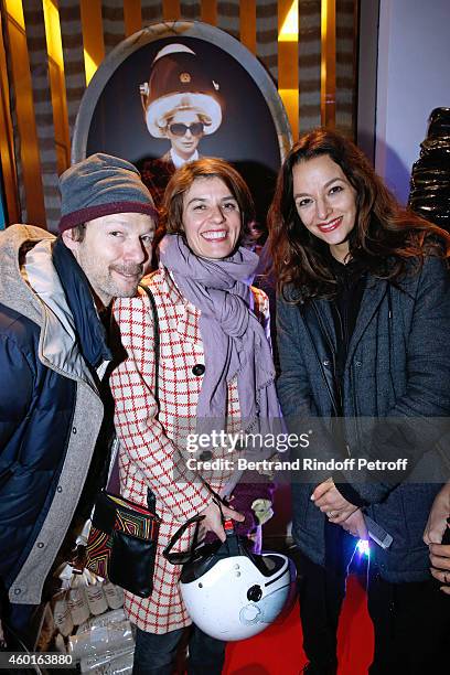 Actors Jerome Kircher, his wife Irene Jacob and Writer Eliette Abecassis attend the Sarah Guetta Party in Paris for the first anniversary of the...