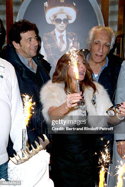 Singer Patrick Bruel, Sarah Guetta and Actor Gerard Darmon attend the Sarah Guetta Party in Paris for the first anniversary of the Hairdressing salon...