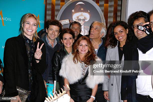 Actress Pauline Lefevre, Singer Patrick Bruel, Barbara Cabrita, Guest, Sarah Guetta, Actor Gerard Darmon and TV host Laurence Roustandjee attend the...