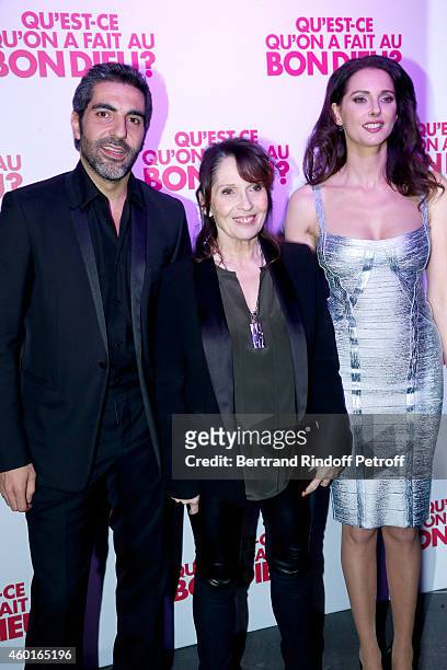 Actors of the movie Ary Abittan, Chantal Lauby and Frederique Bel attend the 'Qu'est ce qu'on a fait au Bon Dieu' : Success Party at Le Showcase -...