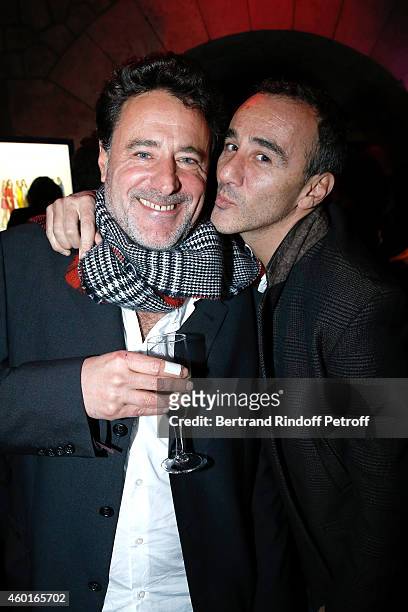 Director of the movie Philippe de Chauveron and humorist Elie Semoun attend the 'Qu'est ce qu'on a fait au Bon Dieu' : Success Party at Le Showcase -...