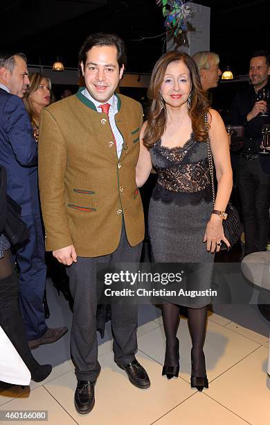 Vicky Leandros and her son Leo Baron von Ruffin attend Dinner Party celebrating her Christmas Tour 2014 Premiere at restaurant Yoshi Alsterhaus on...