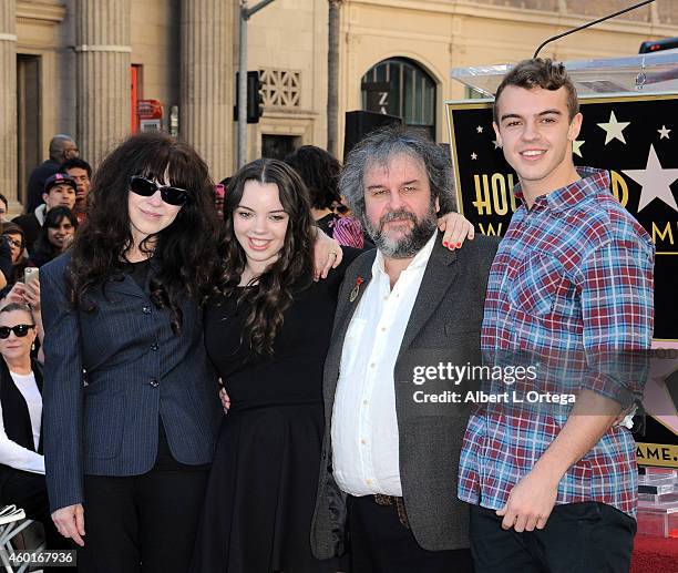 Director Sir Peter Jackson with family Fran Walsh, Katie and Billy at The Hollywood Walk Of Fame Ceremony for Sir Peter Jackson held on December 8,...