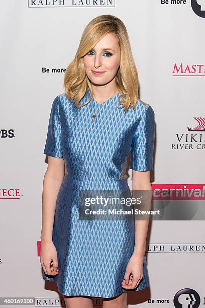 Actress Laura Carmichael attends 'Downton Abbey' Season Five Cast Photo Call at Millenium Hotel on December 8, 2014 in New York City.