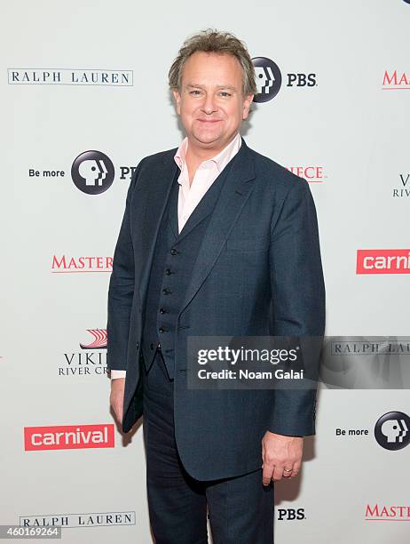Actor Hugh Bonneville attends the 'Downton Abbey' season five photo call at Millenium Hotel on December 8, 2014 in New York City.
