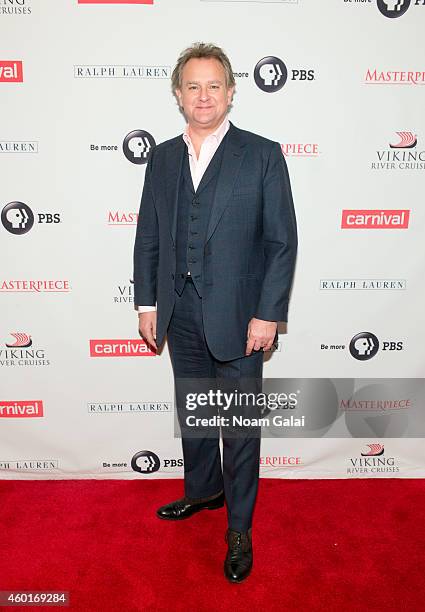 Actor Hugh Bonneville attends the 'Downton Abbey' season five photo call at Millenium Hotel on December 8, 2014 in New York City.