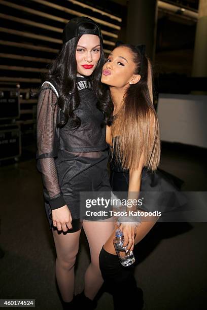 Recording artists Jessie J and Ariana Grande attend 101.3 KDWB's Jingle Ball 2014 presented by Sky Zone Indoor Trampoline Park and Allstate at Xcel...