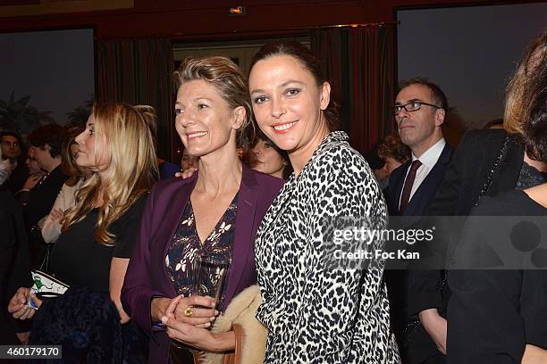 France Thebaut and Sandrine Quetier attend the 'Prix De La Femme D'Influence 2014' Ceremony at Hotel Du Louvre on December 8, 2014 in Paris, France.