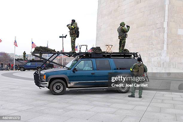 fbi security teams deployed for presidential inauguration - washington dc prepares for presidential inauguration stock pictures, royalty-free photos & images