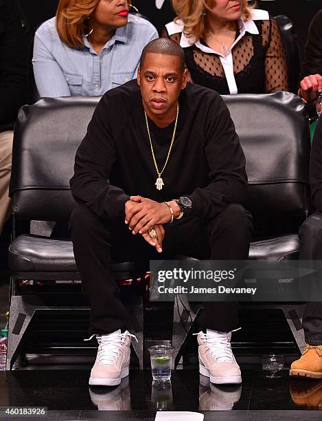 Jay-Z attends the Brooklyn Nets vs Cleveland Cavaliers game at Barclays Center on December 8, 2014 in New York City.