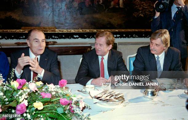 French president François Mitterrand , Vaclav Havel , dissident playwright and leading member of the Czechoslovak opposition Civic Forum, who drafted...