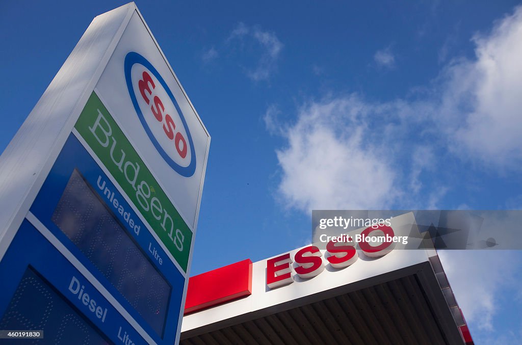 Petrol Prices At U.K. Gas Stations As Price Of Oil Continues To Fall