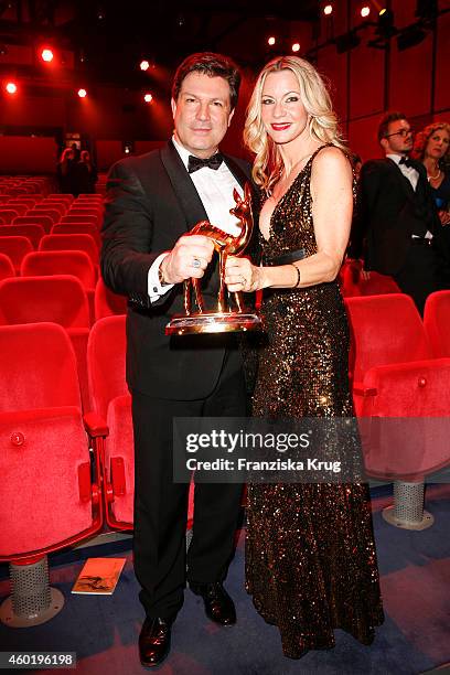 Franics Fulton-Smith and Verena Klein pose after the Bambi Awards 2014 show on November 14, 2014 in Berlin, Germany.