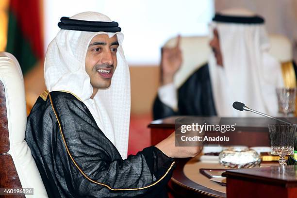 Abdullah bin Zayed Al Nahyan, United Arab Emirates Minister of Foreign Affairs, attends the 35th session of the Supreme Council of the Gulf...
