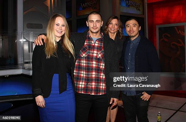 Pamela Romanowsky, James Franco, Deirdre Bolton and Bruce Thierry at The FOX Business Network at FOX Studios on December 9, 2014 in New York City.