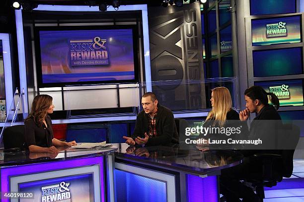 Deirdre Bolton, James Franco, Pamela Romanowsky and Bruce Thierry at The FOX Business Network at FOX Studios on December 9, 2014 in New York City.