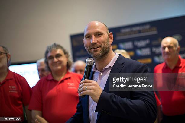 Rugby World Cup 2003 winner and Land Rover Ambassador, Lawrence Dallaglio at a reception hosted by the British Consulate General in Hong Kong as part...