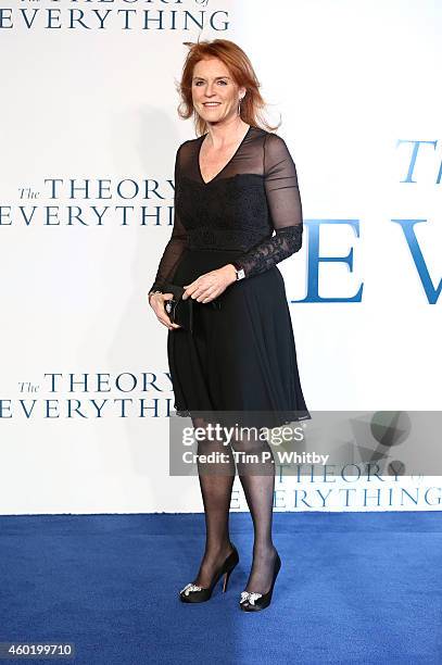 Sarah Ferguson attends the UK Premiere of "The Theory Of Everything" at Odeon Leicester Square on December 9, 2014 in London, England.