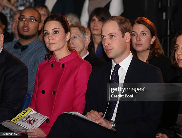 Prince William, Duke of Cambridge and Catherine, Duchess of Cambridge watch a performance during their visit to The Door on December 9, 2014 in New...