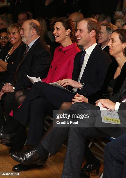 Prince William, Duke of Cambridge and Catherine, Duchess of Cambridge watch a performance during their visit to The Door on December 9, 2014 in New...