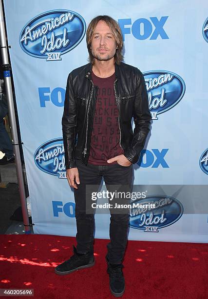 Musician Keith Urban attends Fox's "American Idol XIV" Red Carpet Event at CBS Television City on December 9, 2014 in Los Angeles, California.
