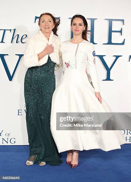 Jane Hawking and Felicity Jones attend the UK Premiere of "The Theory Of Everything" at Odeon Leicester Square on December 9, 2014 in London, England.