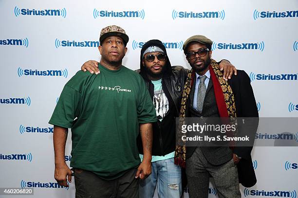 Premier, Royce Da 5'9", and Adrian Younge visit the SiriusXM Studios on December 9, 2014 in New York City.