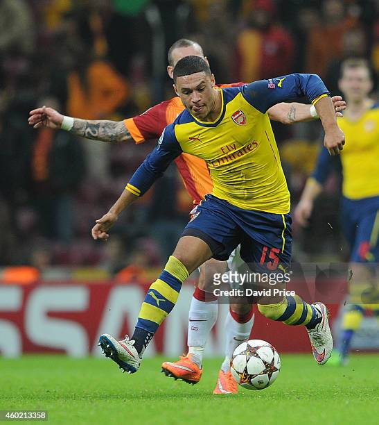 Alex Oxlade-Chamberlain of Arsenal during the match between Galatasaray and Arsenal in the UEFA Champions League on December 9, 2014 in Istanbul,...
