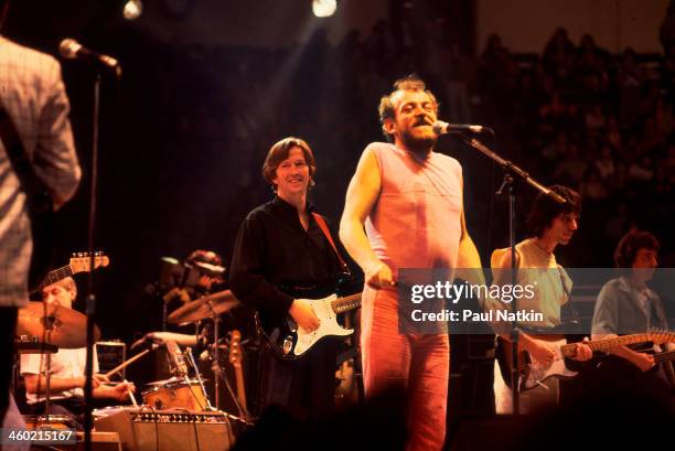 British musicians Eric Clapton, Joe Cocker, Jeff Beck, and Bill Wyman perform on stage during an ARMS Charity Concert, Dallas, Texas, November 27,...