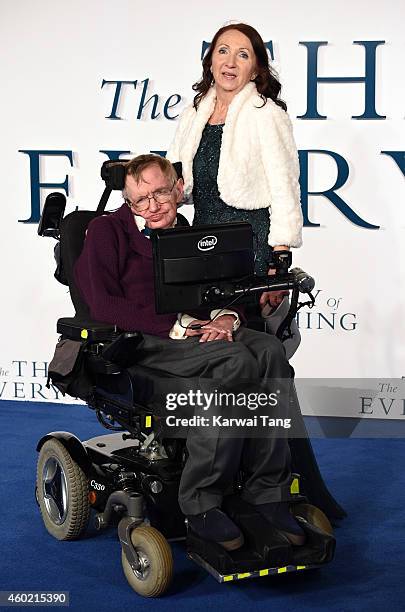 Professor Stephen Hawking and Jane Hawking attend the UK Premiere of "The Theory Of Everything" at Odeon Leicester Square on December 9, 2014 in...